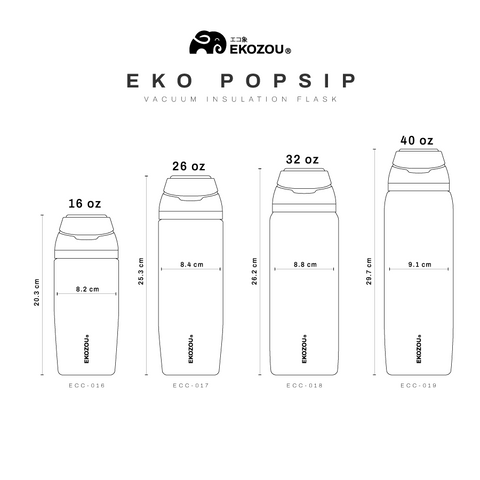 EKO POPSIP 480ML/ 770ML/ 1000ML/ 1200ML CERAMIC COATED